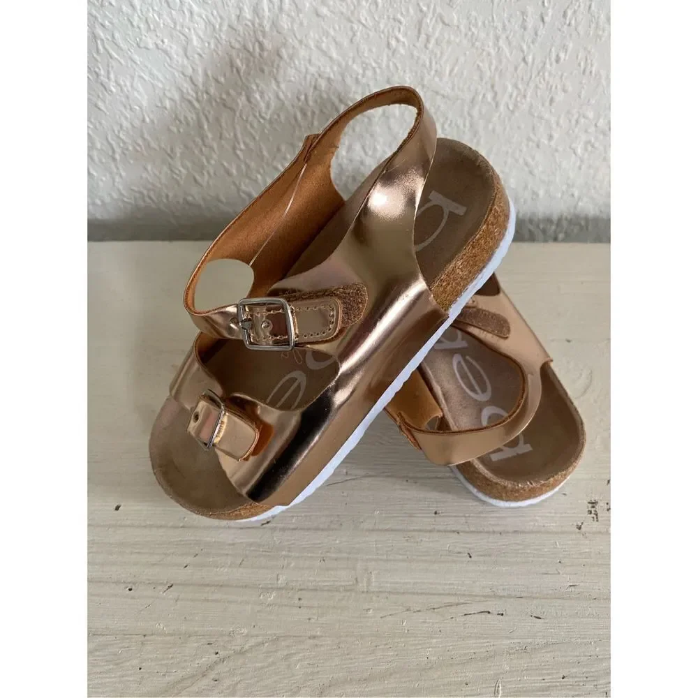 NEW Bebe Birkenstock Style Sandals Rose Gold Copper Metallic ShoesSize 9 NWOT